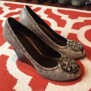 Tory Burch Snakeskin Wedges Size 8 1/2